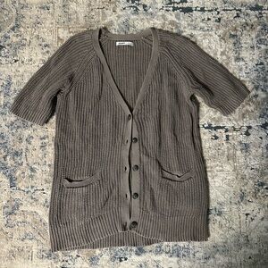 100% cotton Taupe half sleeve cardigan